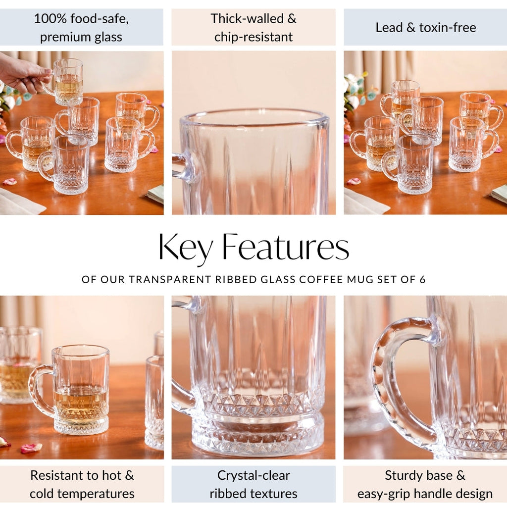 Glass Mug Set Of 6 200ml