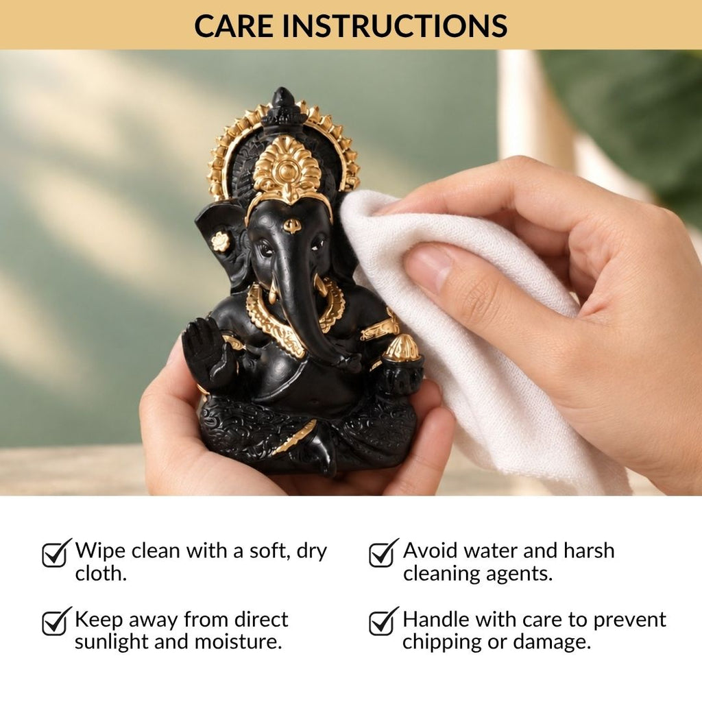 Ganesh Idol For Office And Home Black 9cm