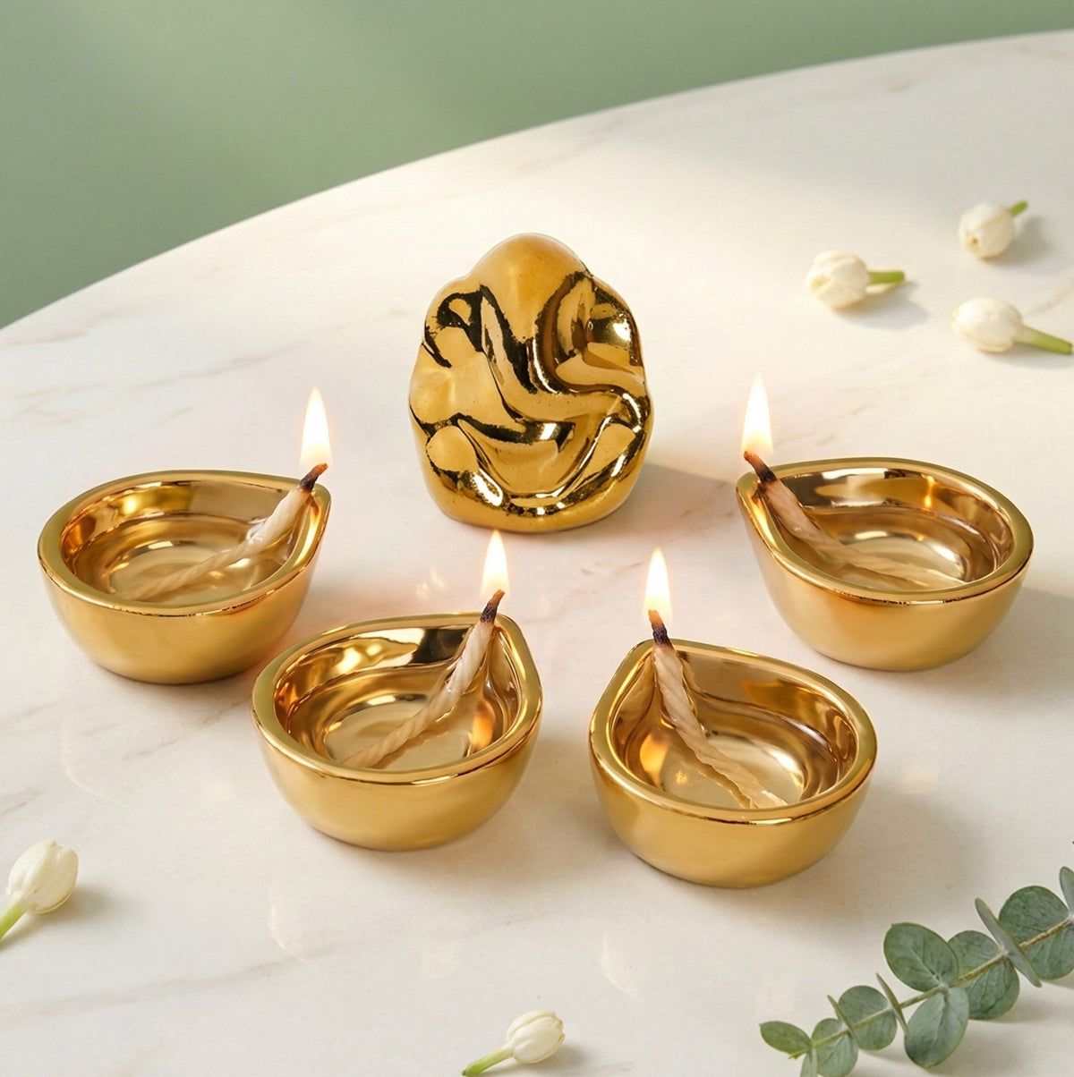 Ganesh Murti With Diya Gift Hamper Set Of 5