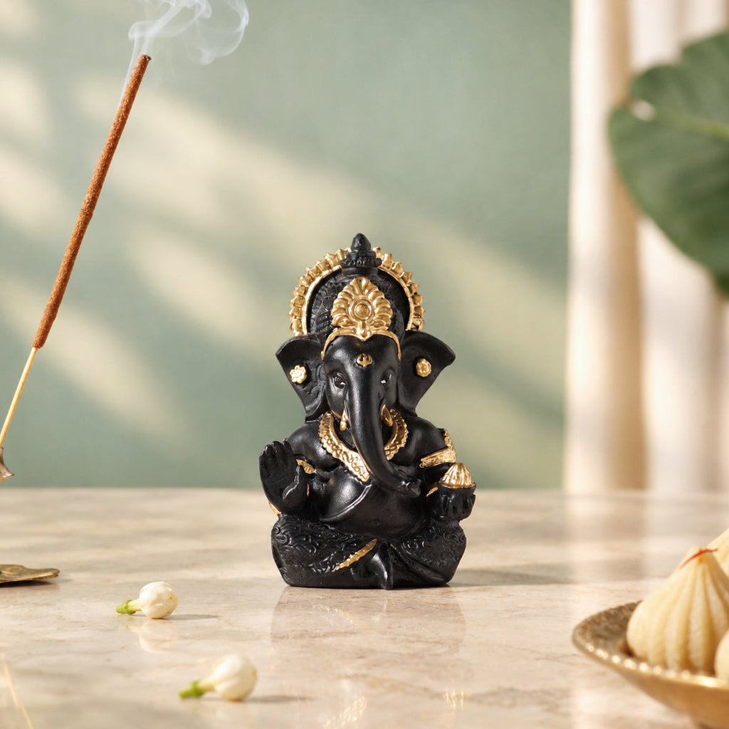 Ganesh Idol For Office And Home Black 9cm