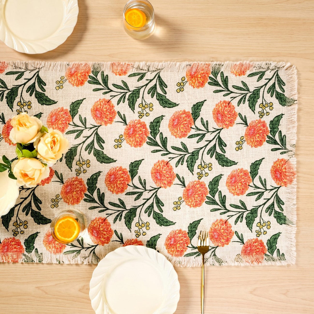 Marigold Bloom Cotton Table Runner 182x40cm