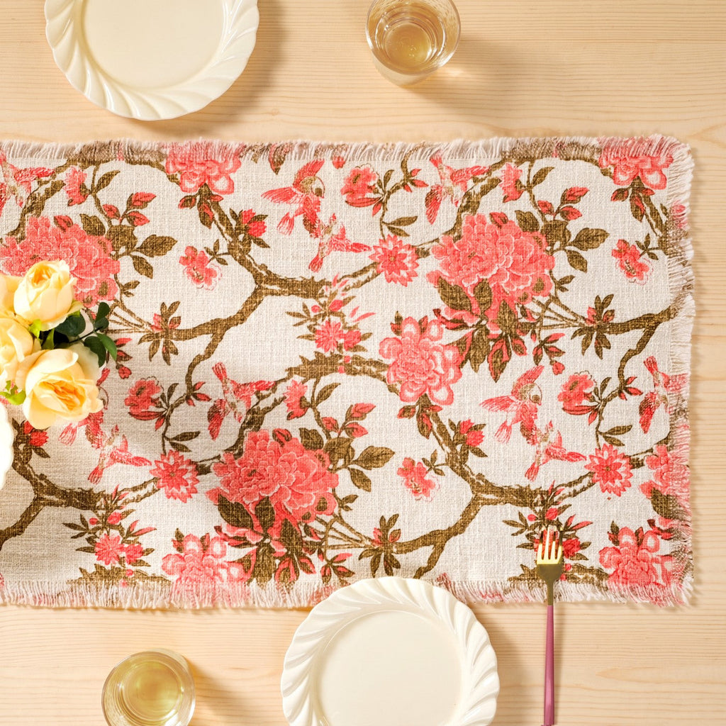 Blush Chinoiserie Dining Table Runner 182x40cm