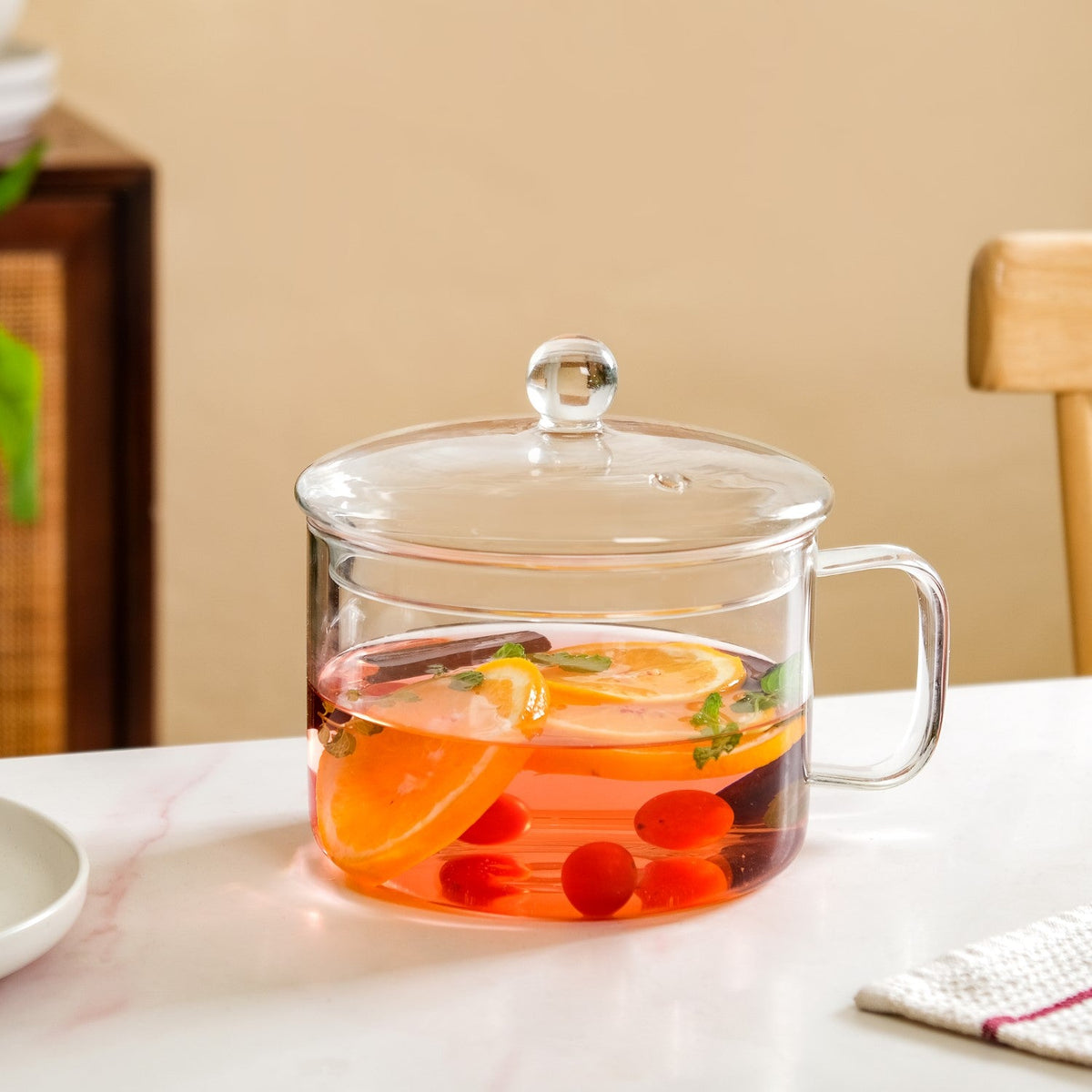 Glass Cooking Pot With Handle 1700ml