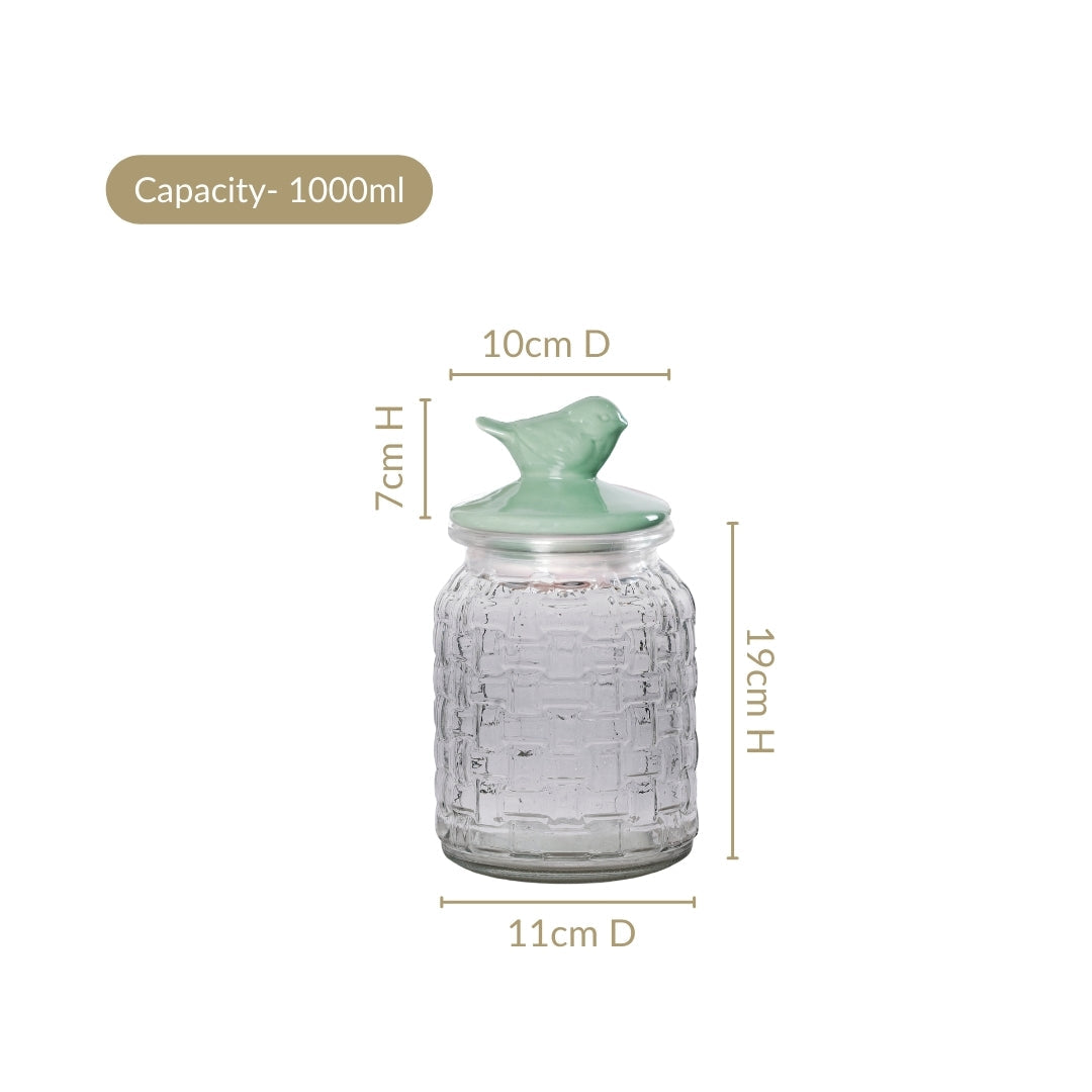 Glass Jar With Ceramic Airtight Lid Set Of 2 1000ml