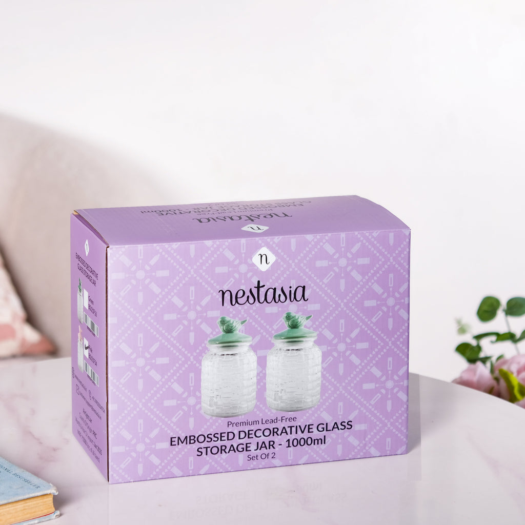 Glass Jar With Ceramic Airtight Lid Set Of 2 1000ml