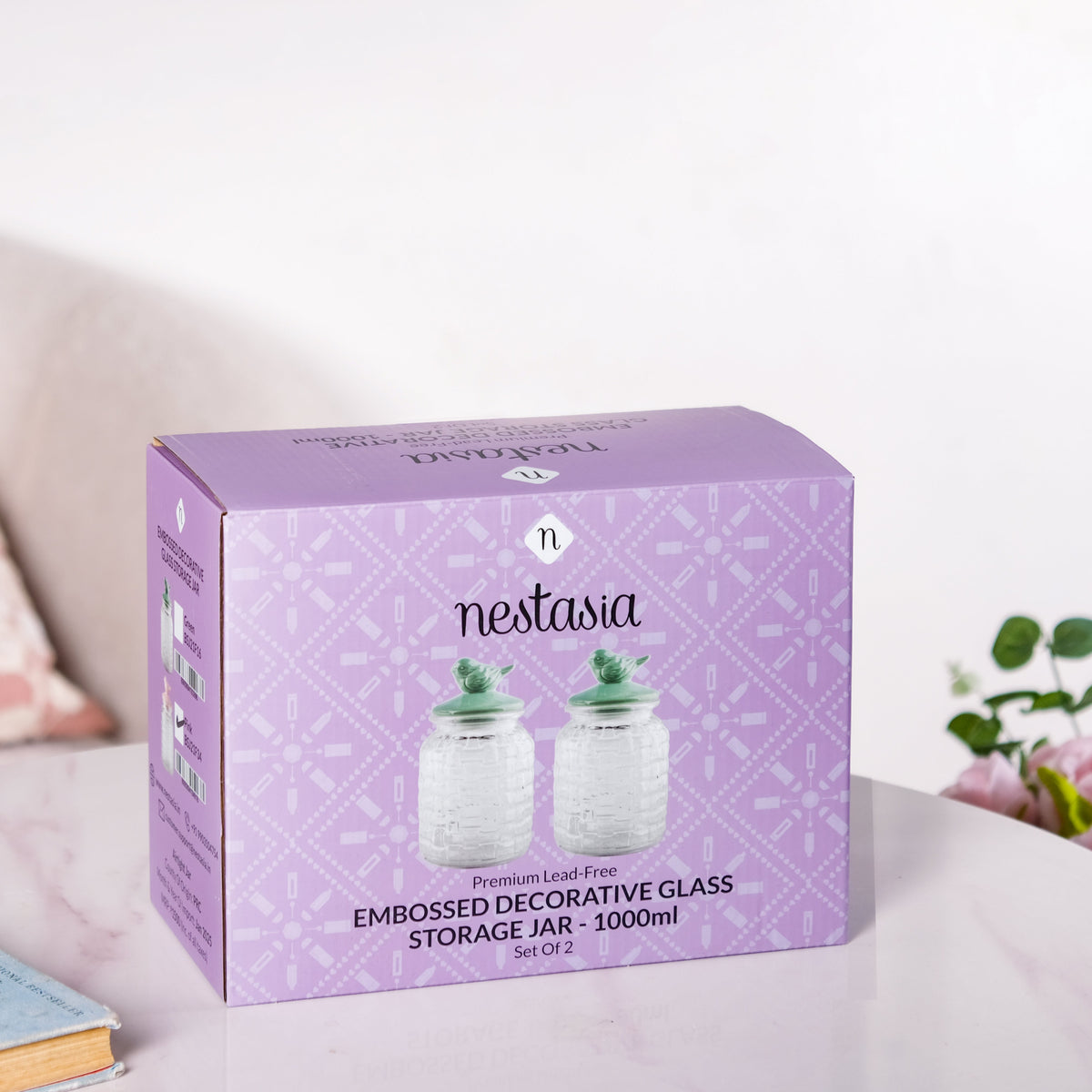 Glass Jar With Ceramic Airtight Lid Set Of 2 1000ml