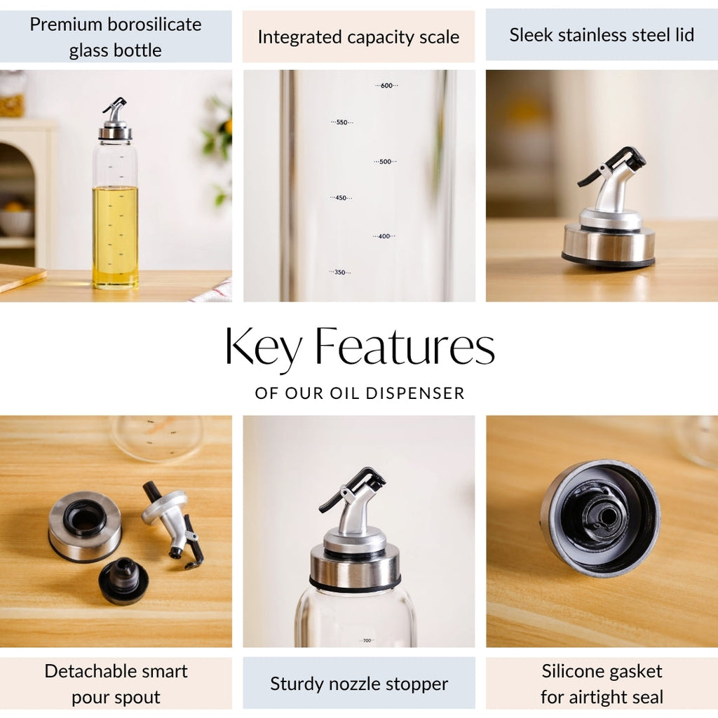 Glass Oil Dispenser Bottle With Measurement Marking 750ml