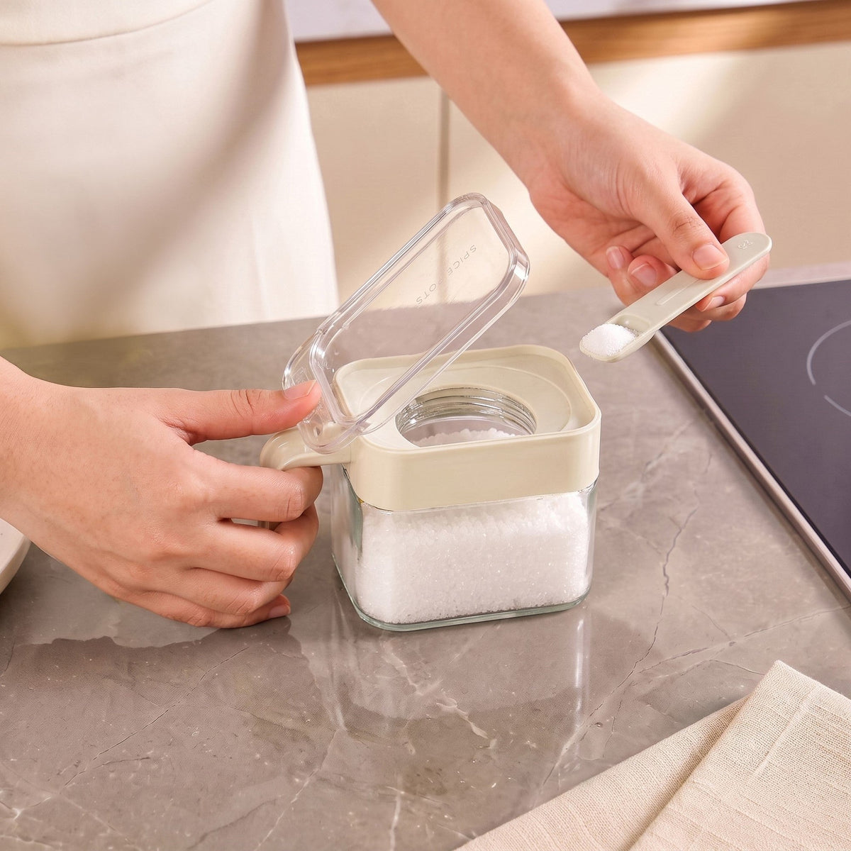 Glass Seasoning Jar With Spoon 340ml