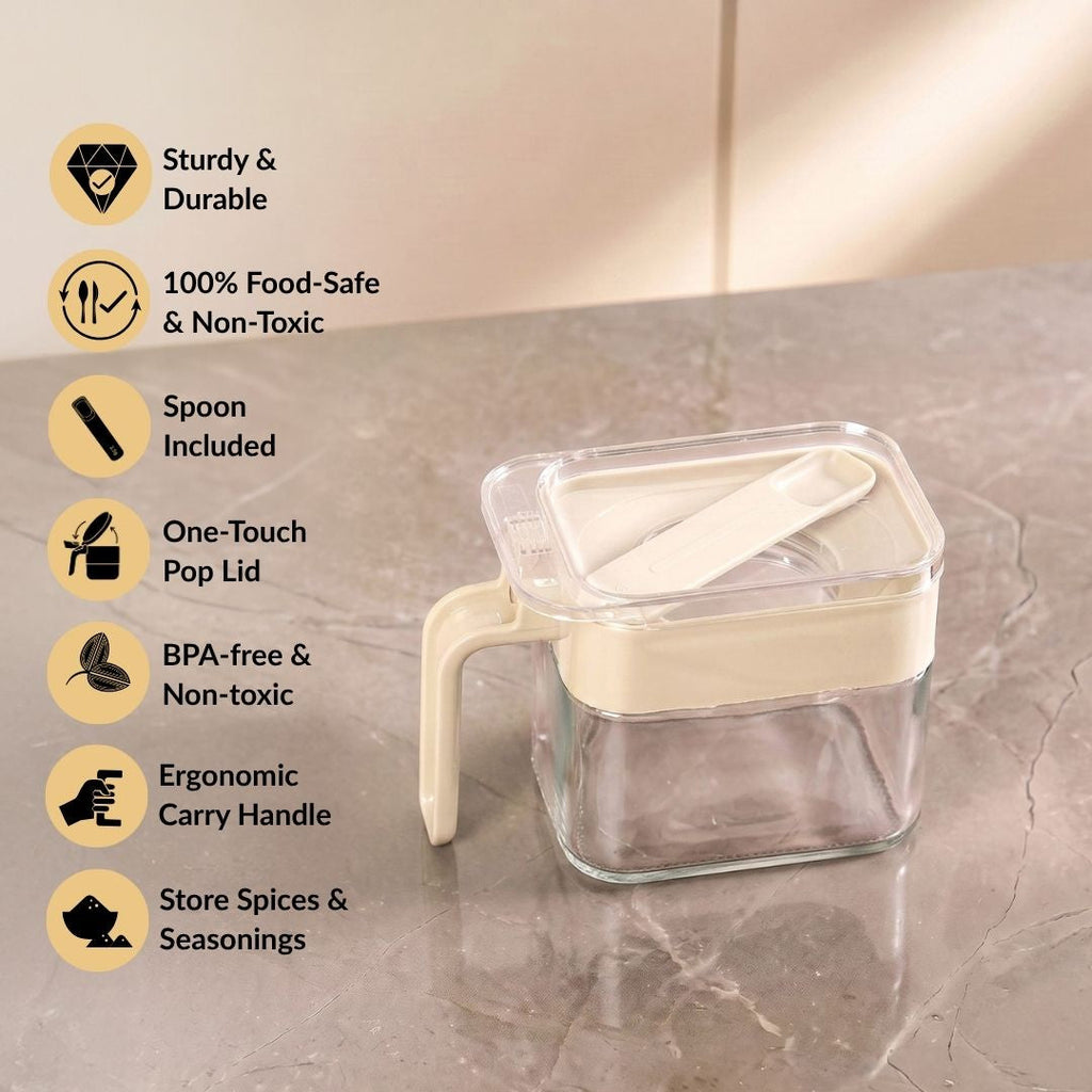 Glass Seasoning Jar With Spoon 340ml