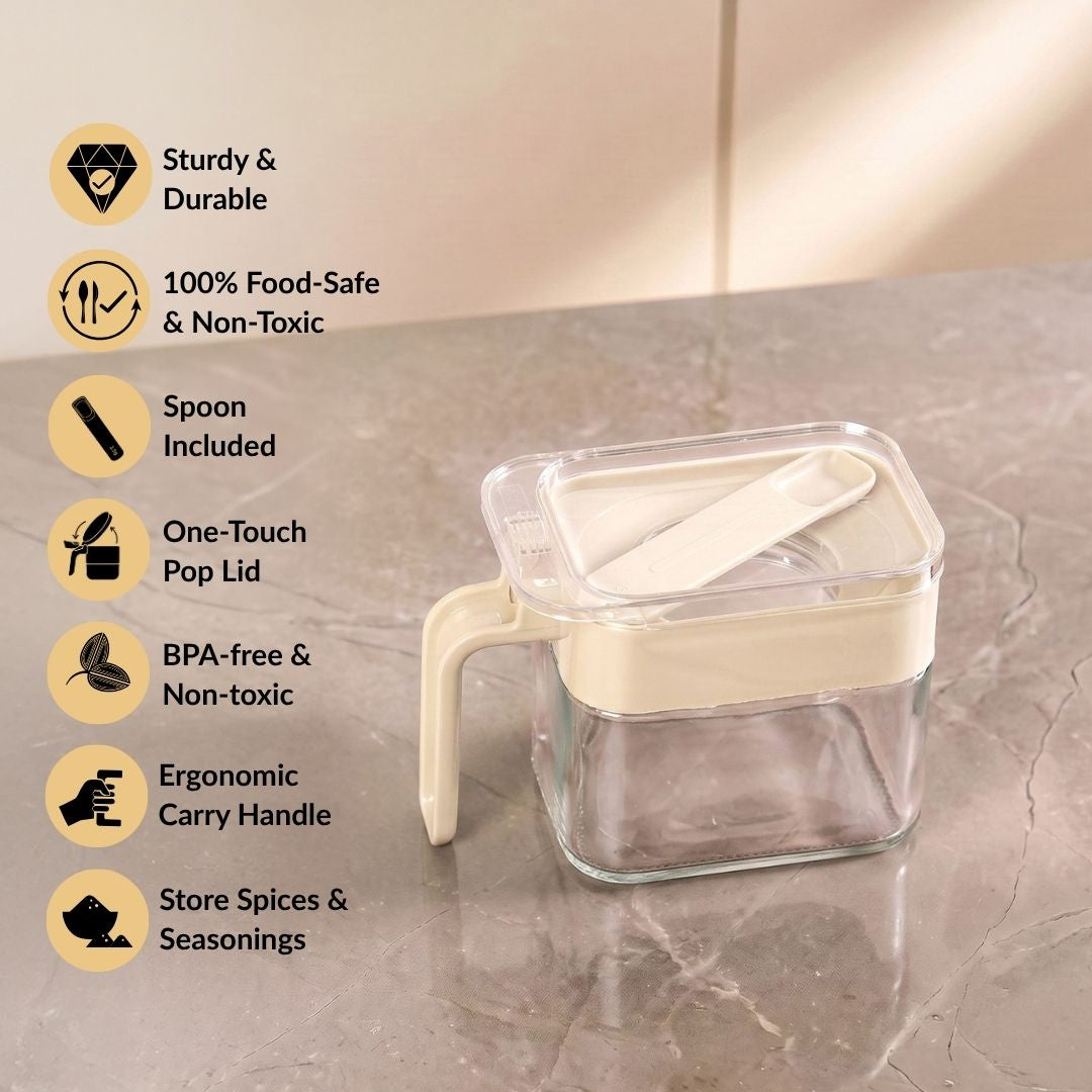 Glass Seasoning Jar With Spoon 340ml