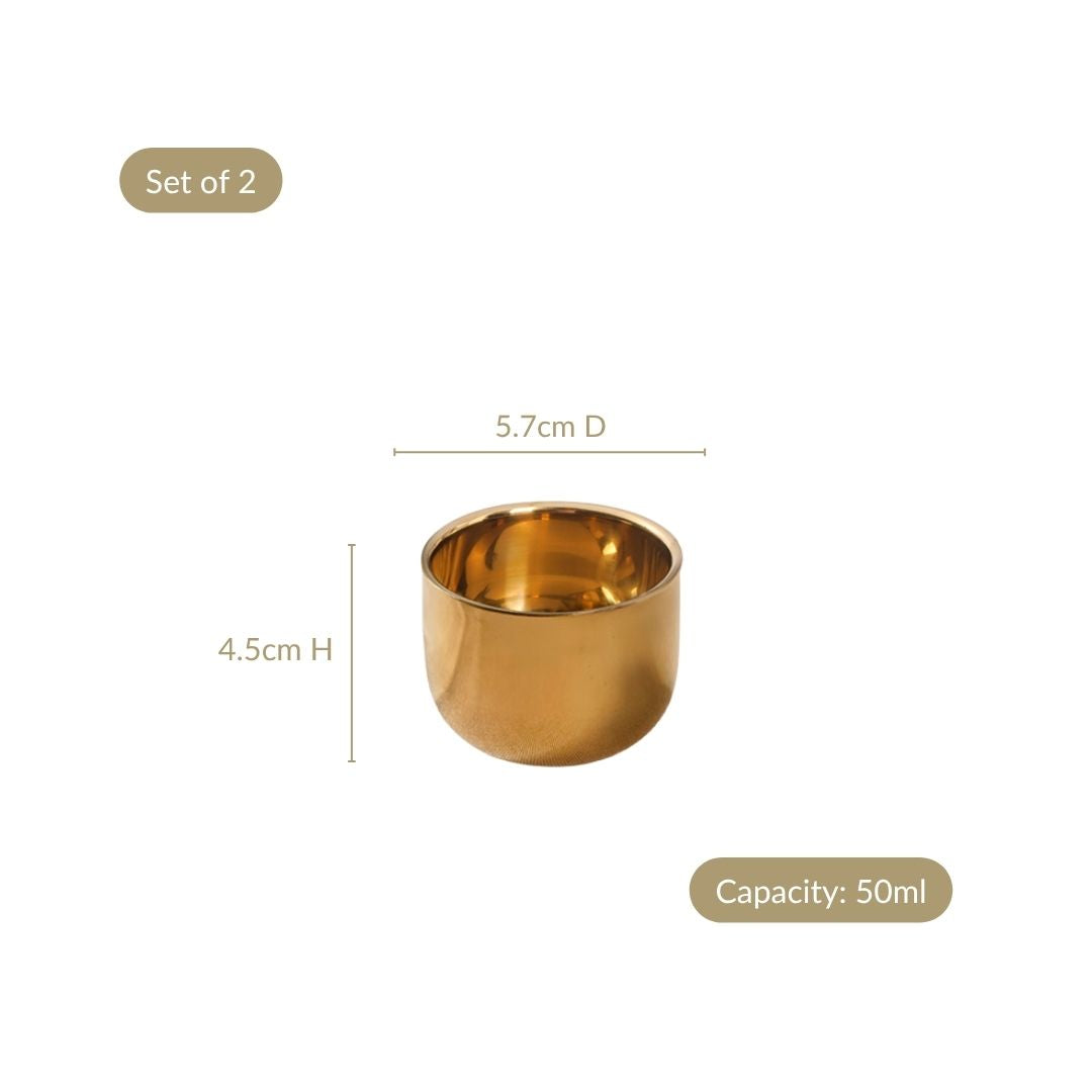 Gold Steel Dip Bowl Set Of 2 50ml