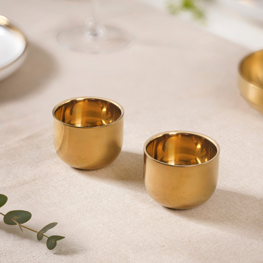 Gold Steel Dip Bowl Set Of 2 50ml