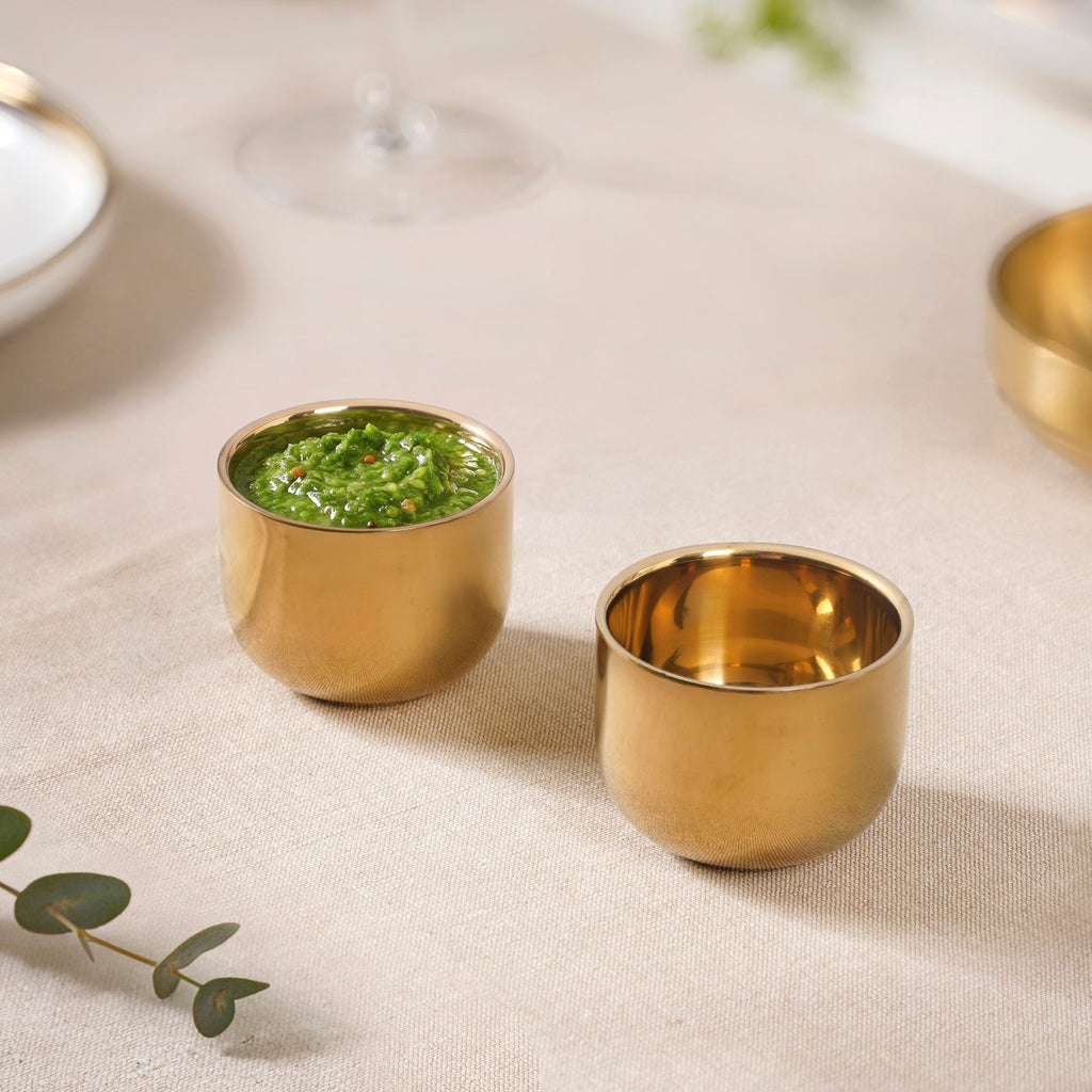 Gold Steel Dip Bowl Set Of 2 50ml