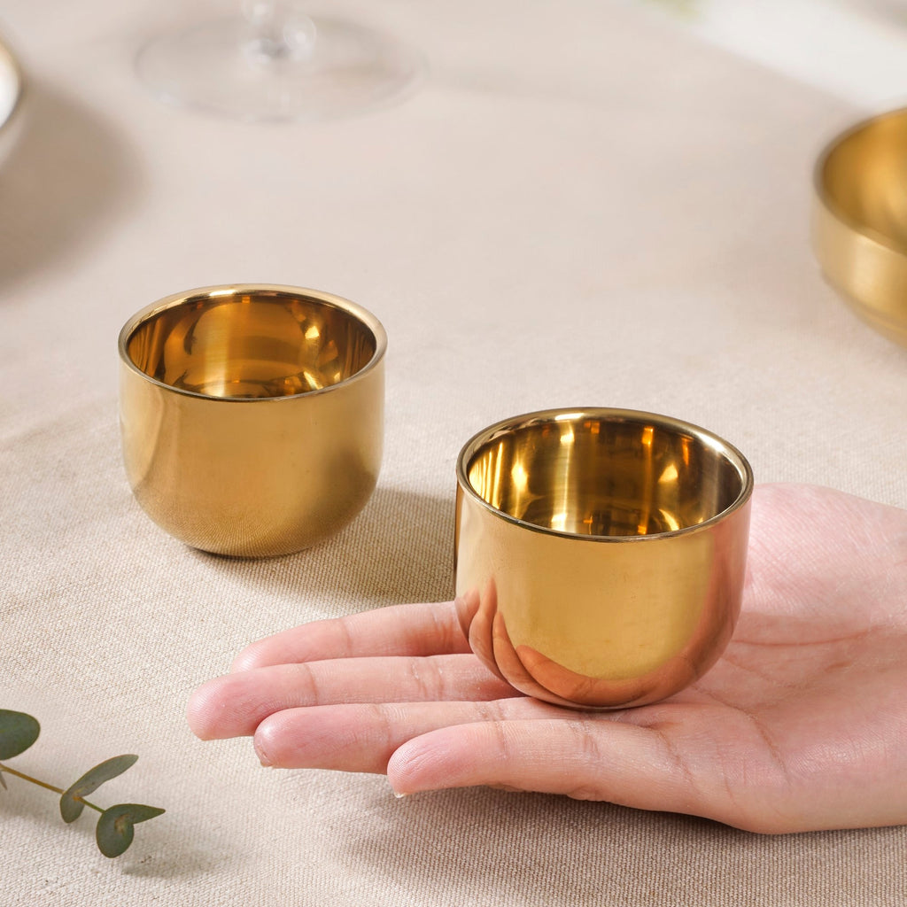 Gold Steel Dip Bowl Set Of 2 50ml