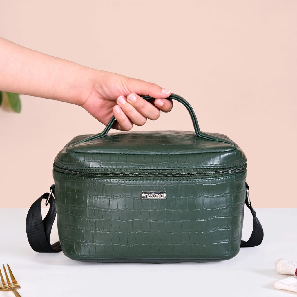 Green Croco Insulated Lunch Bag