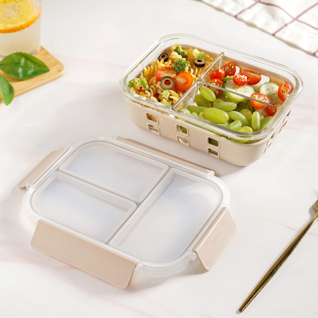 Gripso Triple Compartment Lunch Box 1000ml Beige
