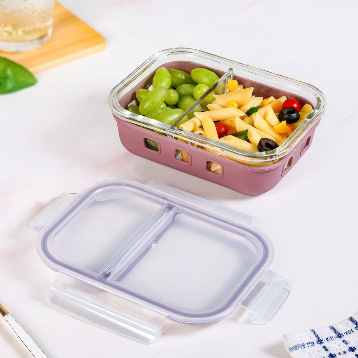 Gripso Dual Compartment Food Container 600ml Mauve