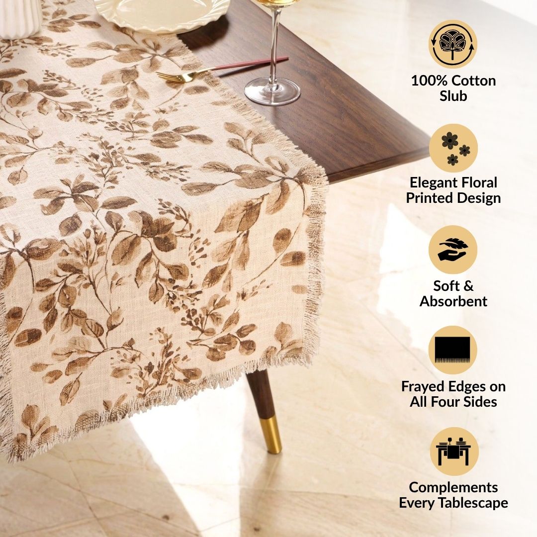 Rustic Foliage Cotton Table Runner 182x40cm