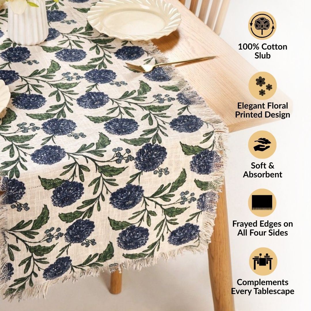 Hydrangea Grace Cotton Table Runner 182x40cm