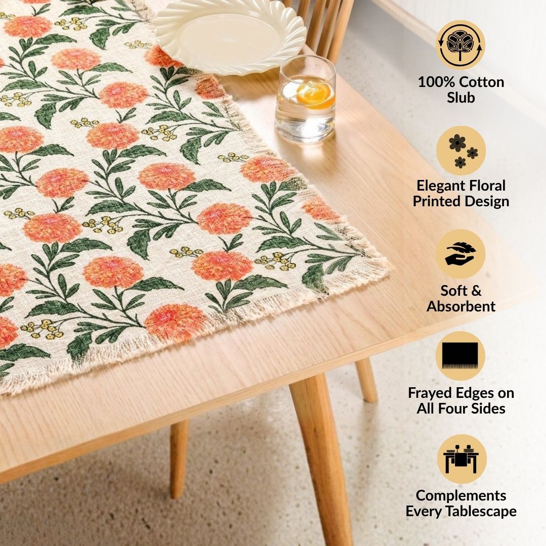 Marigold Bloom Cotton Table Runner 182x40cm