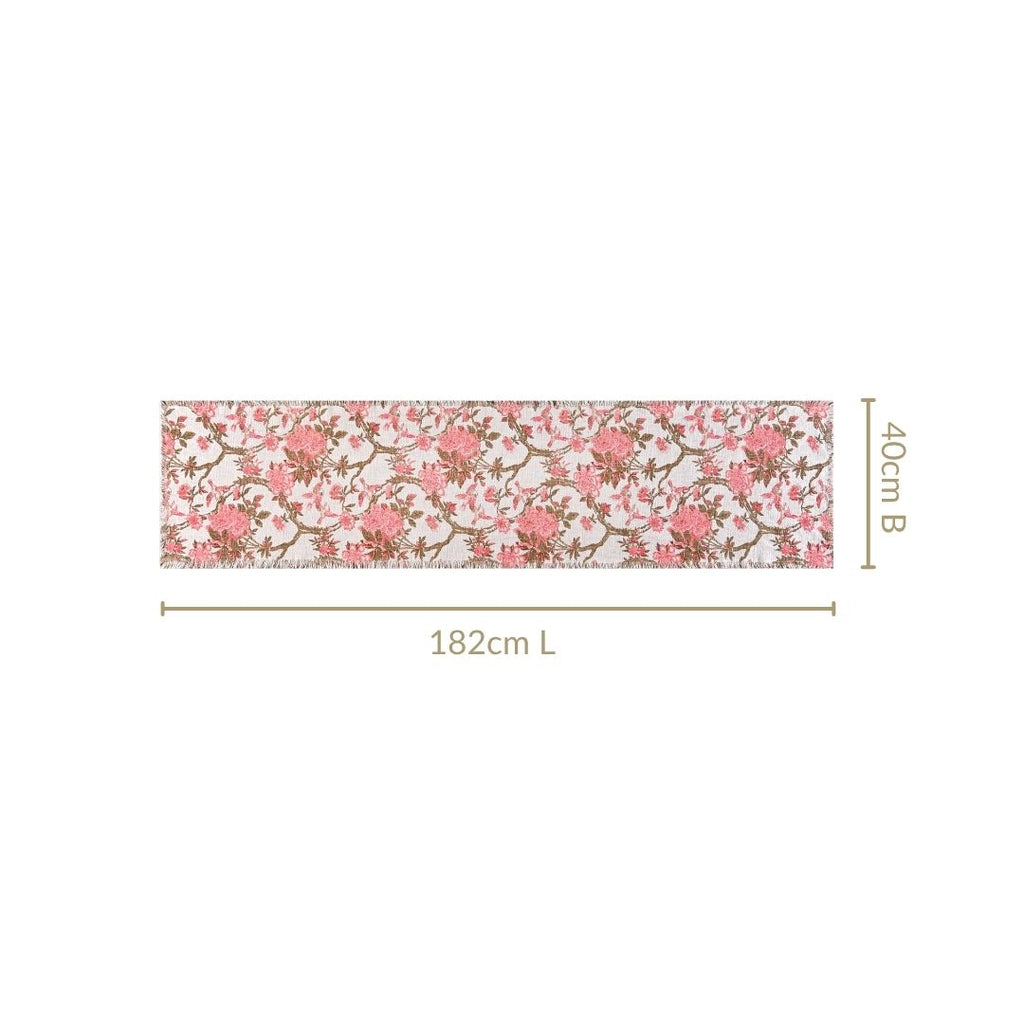 Blush Chinoiserie Dining Table Runner 182x40cm