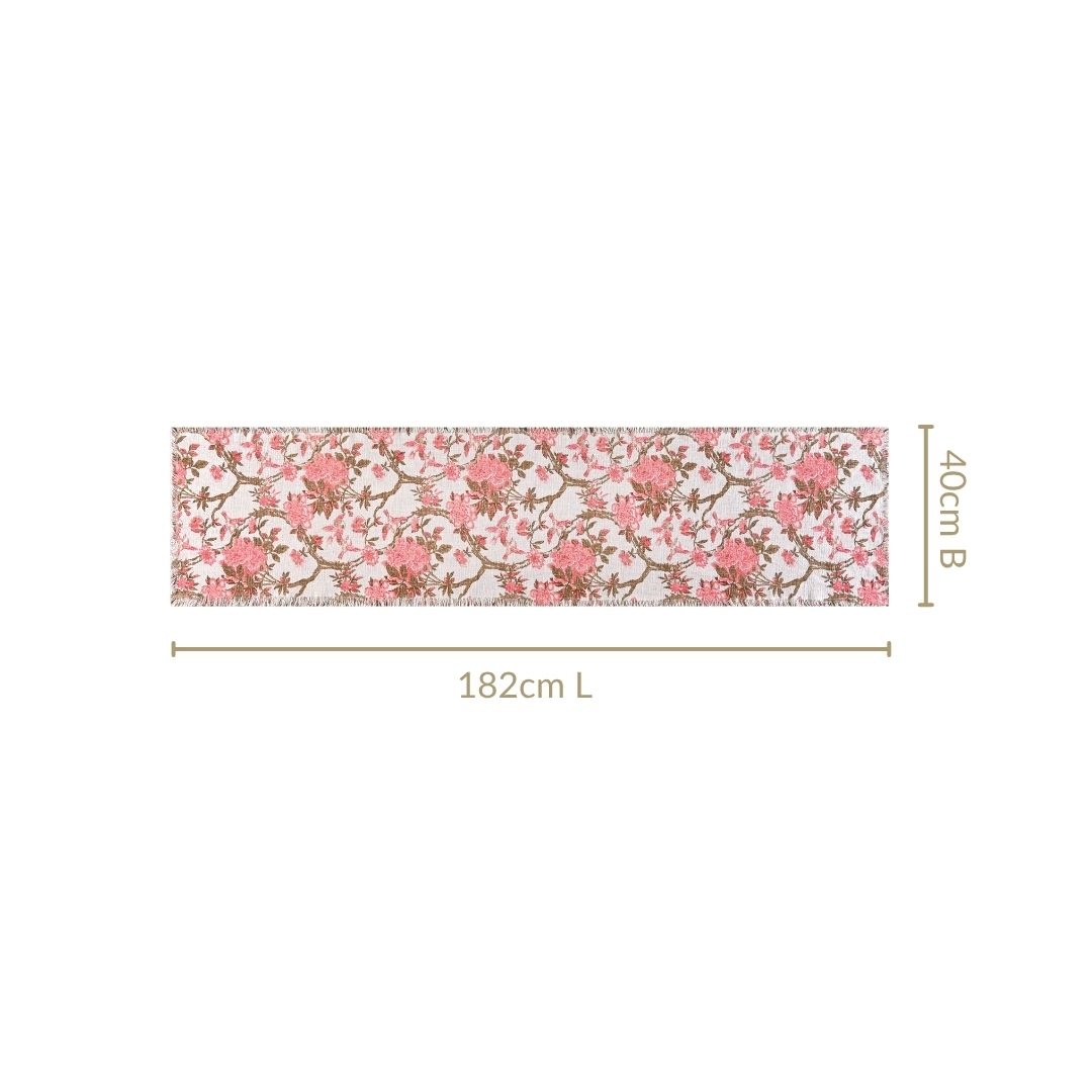 Blush Chinoiserie Dining Table Runner 182x40cm