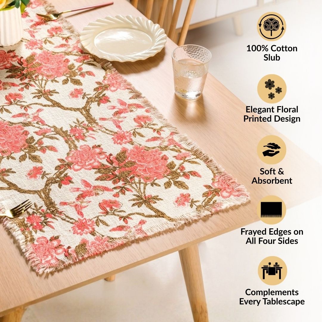 Blush Chinoiserie Dining Table Runner 182x40cm
