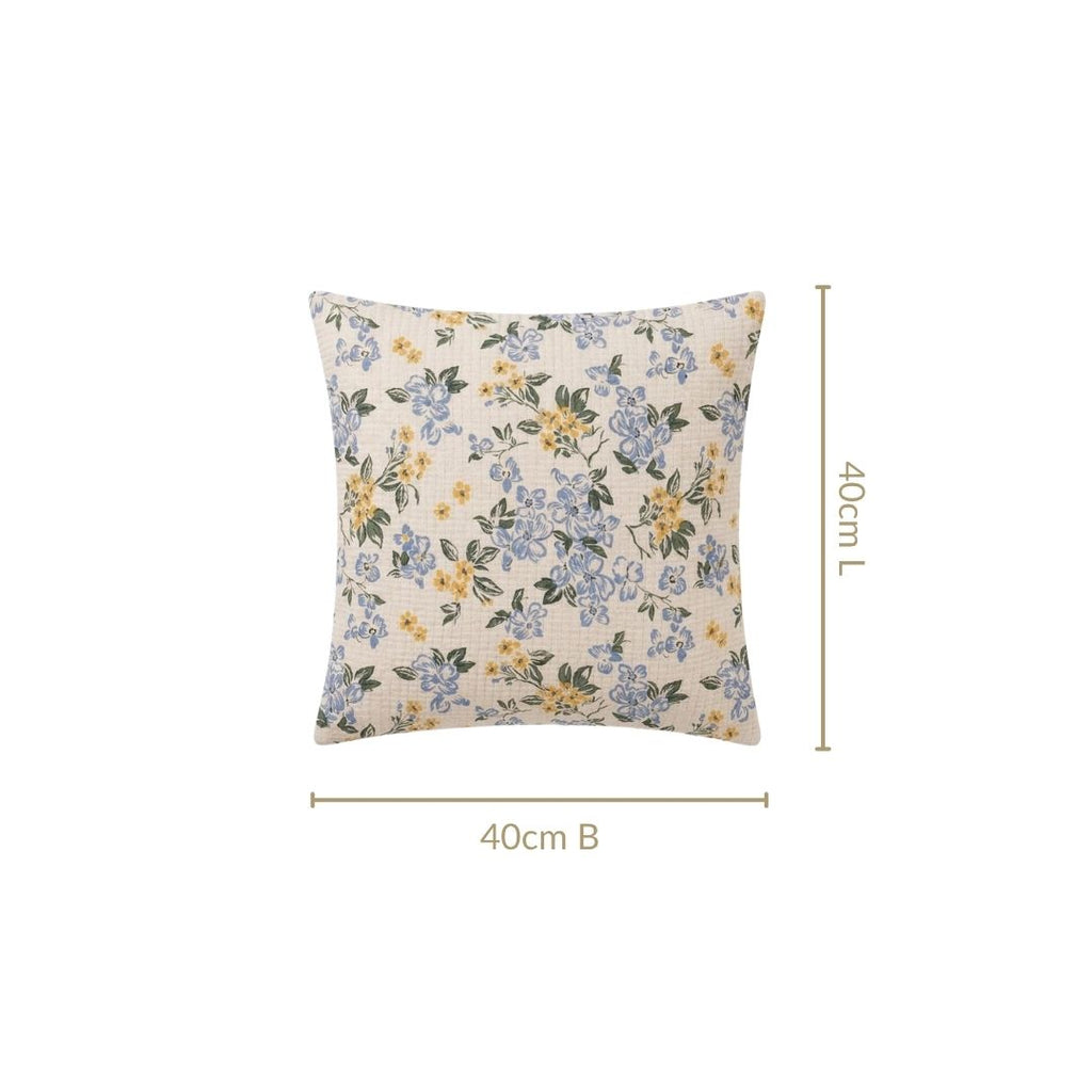 Wildflower Meadow Cotton Embroidered Cushion Cover 40x40cm