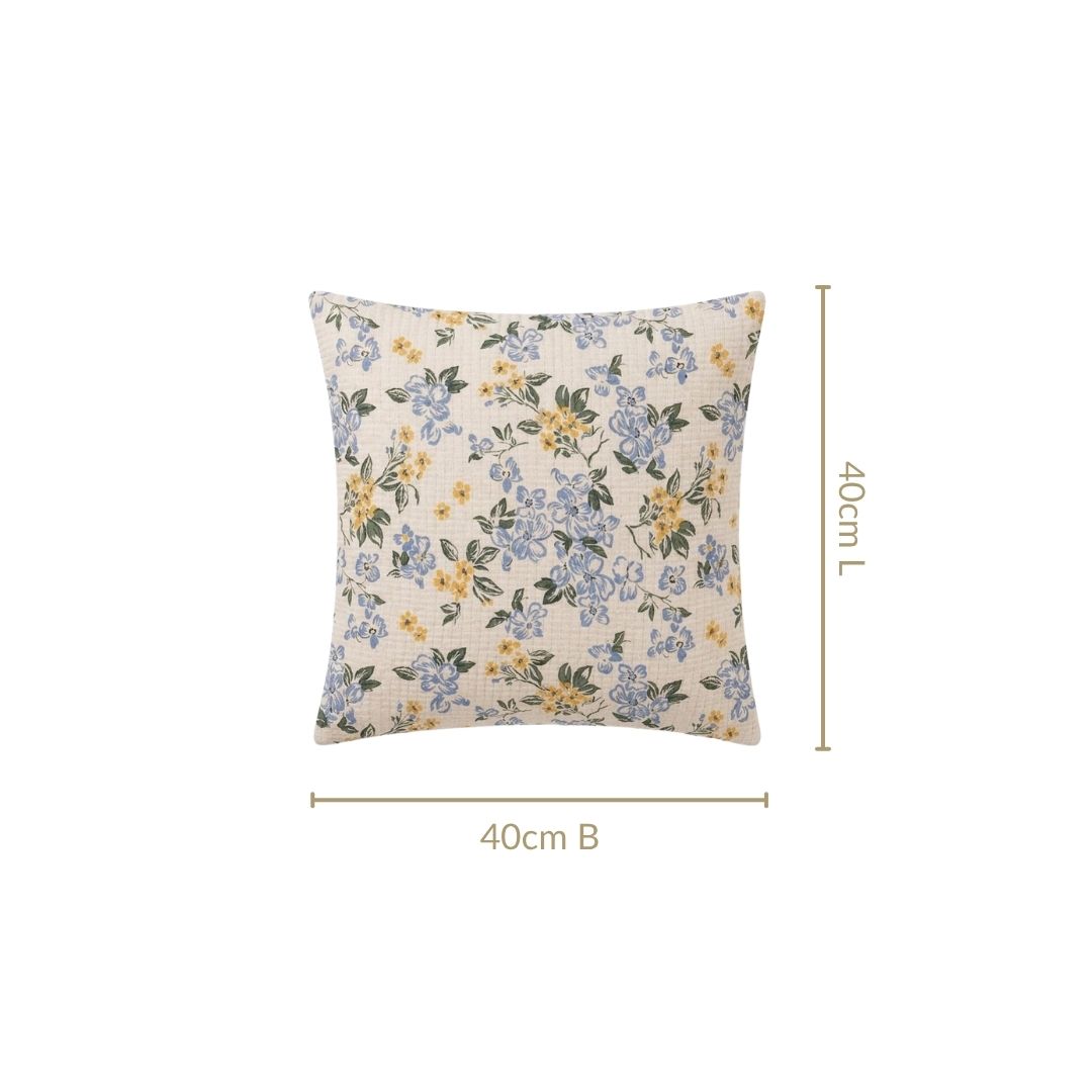 Wildflower Meadow Cotton Embroidered Cushion Cover 40x40cm