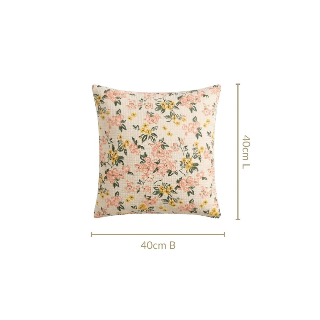 Floral Whisper Cotton Embroidered Cushion Cover 40x40cm