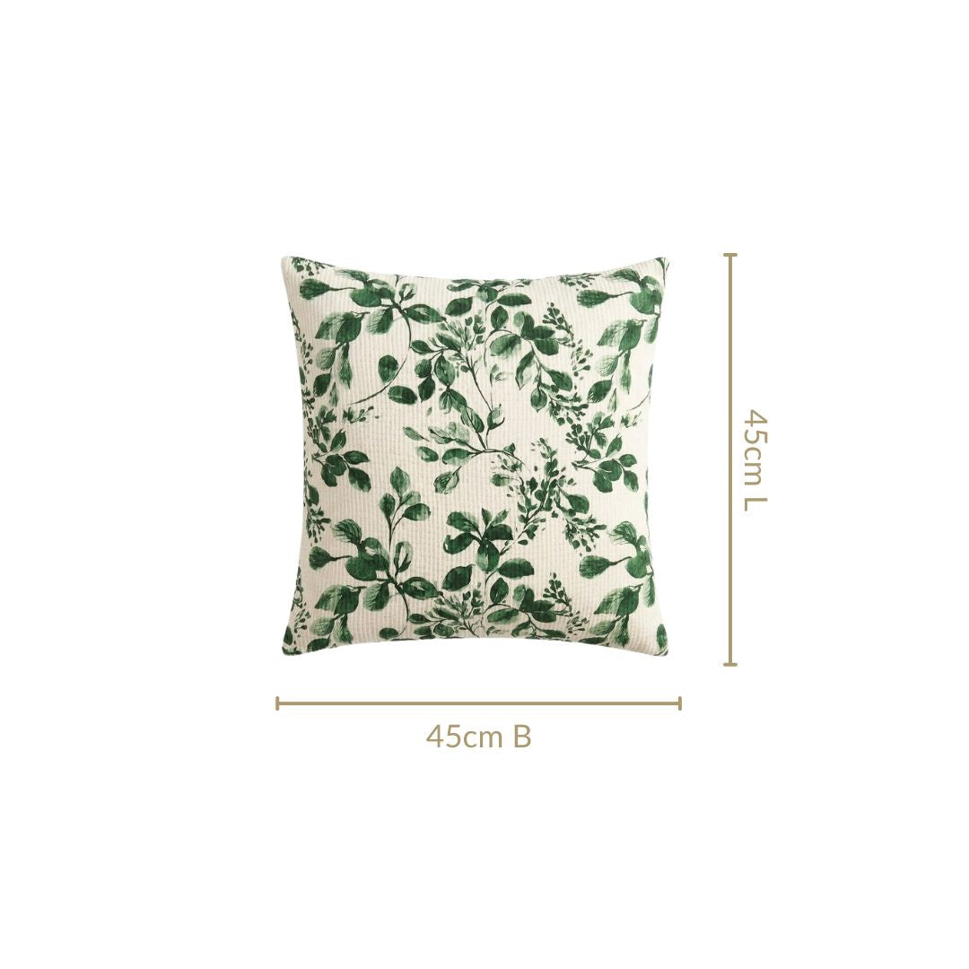 Forest Trail Embroidered Cotton Cushion Cover 45x45cm