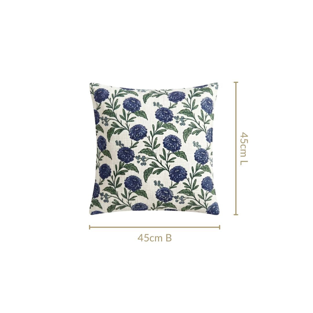Hydrangea Grace Cotton Embroidered Cushion Cover 45x45cm