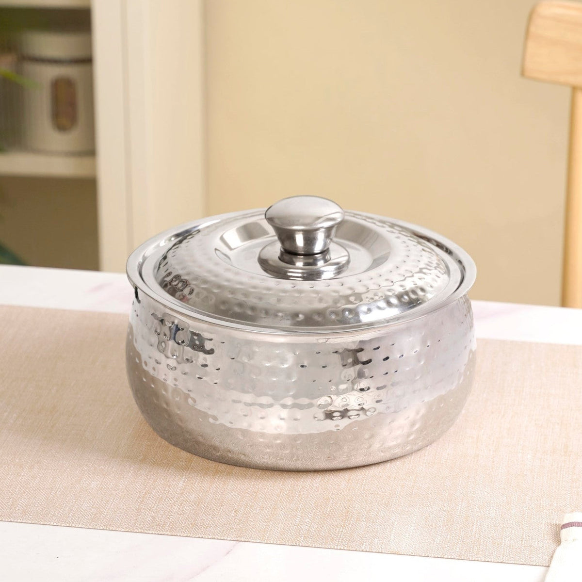 Hammered Stainless Steel Casserole 1500ml