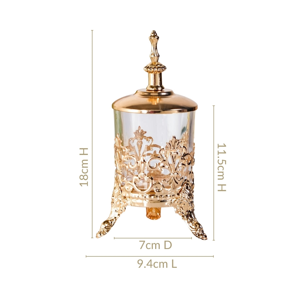 Ornate Vintage Decorative Glass Jar With Lid