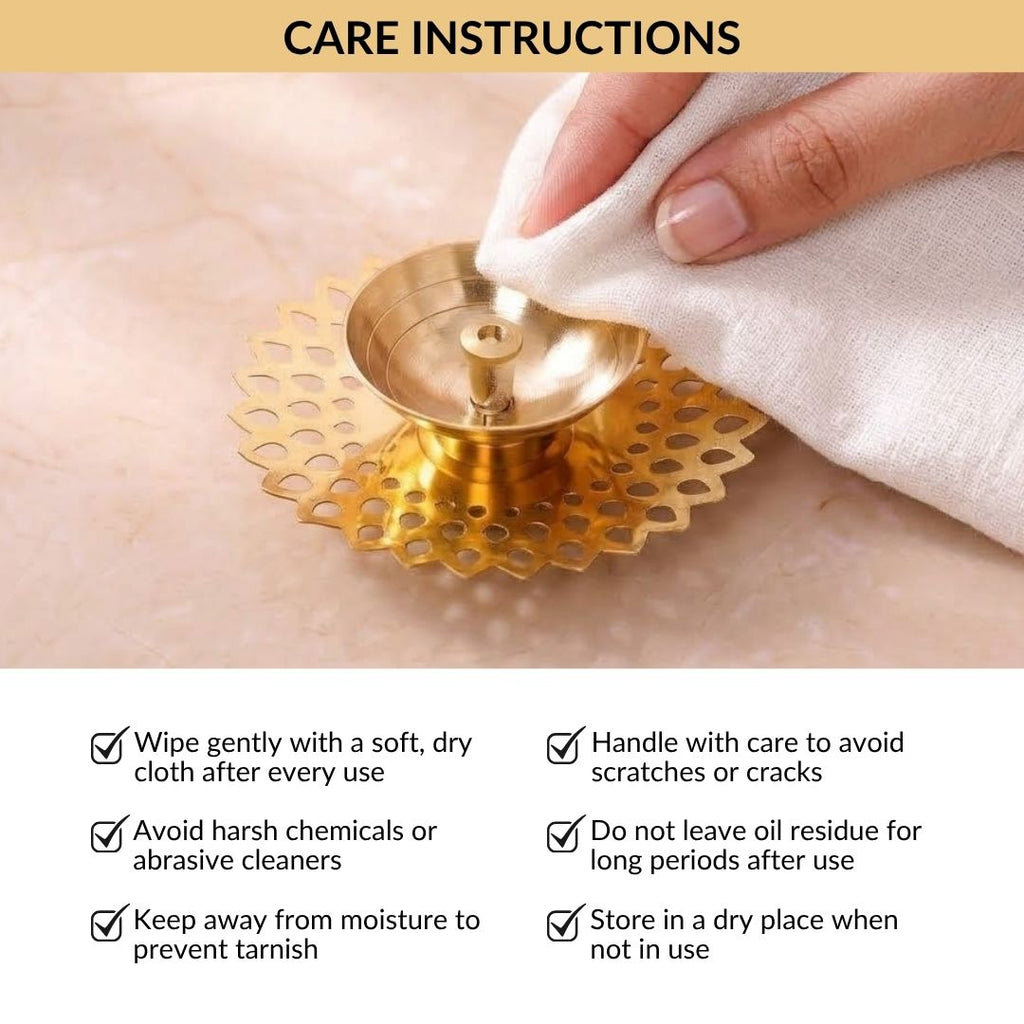 Petal Cutout Pure Brass Diya Set Of 2 In Gift Box