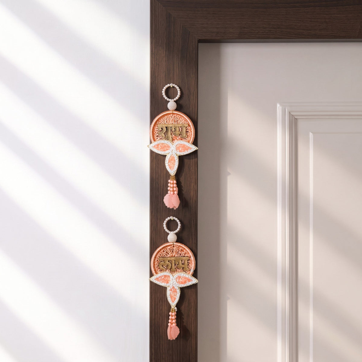Kesari Tealight Holder Shubh Labh Wall Hanging Set Of 4 In Gift Bag