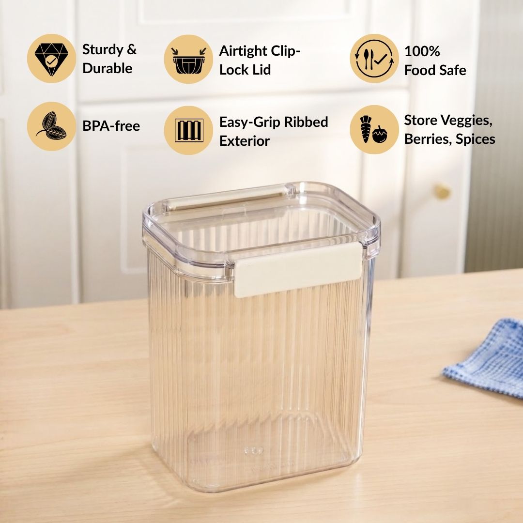 Kitchen Storage Box With Airtight Clip Lock Lid 1300ml