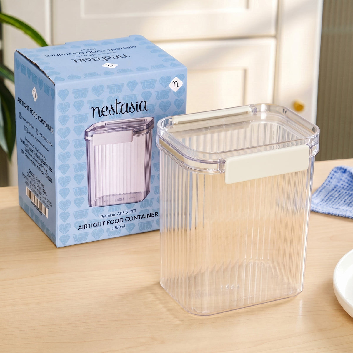 Kitchen Storage Box With Airtight Clip Lock Lid 1300ml