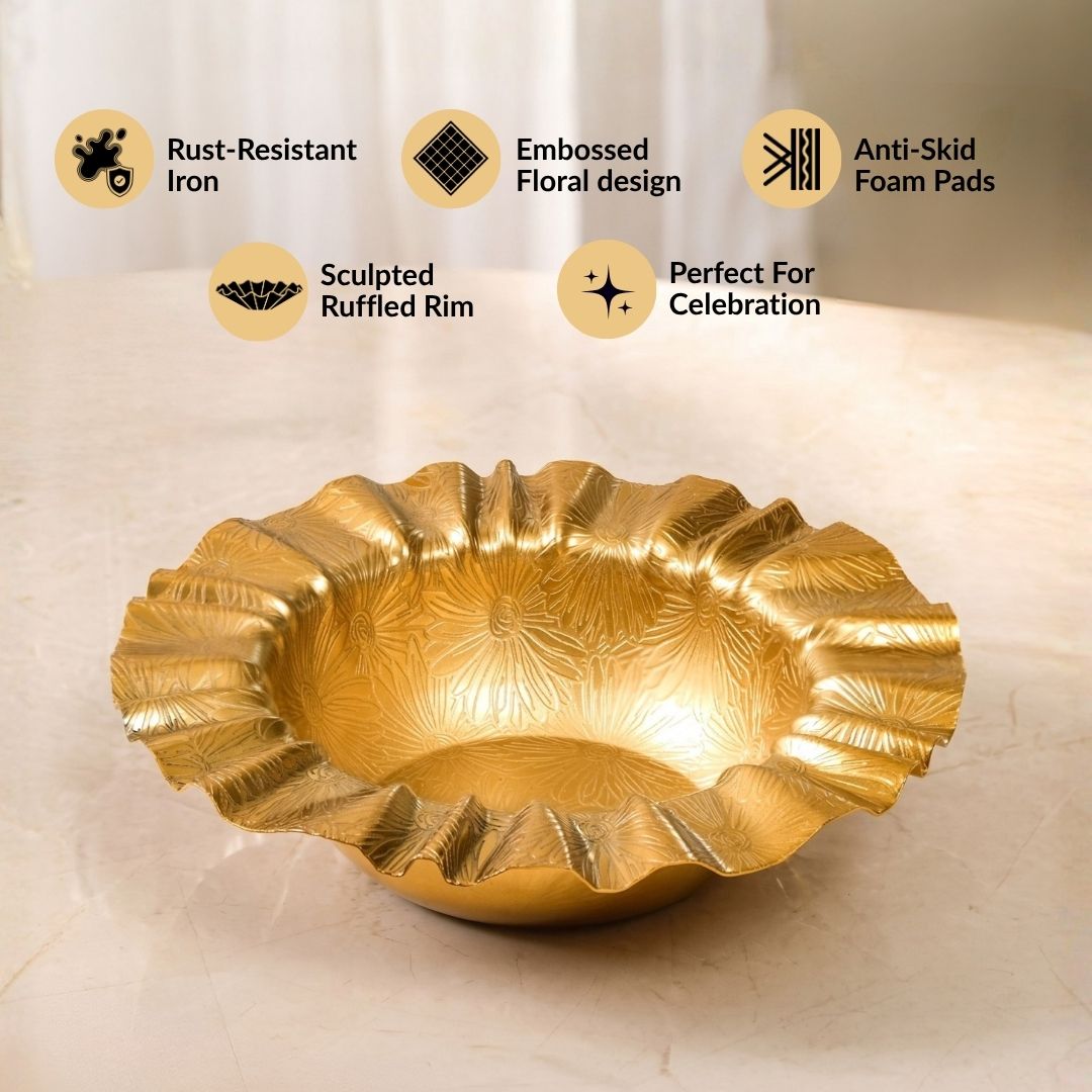 Sunburst Gold Ruched Urli Bowl 1000ml