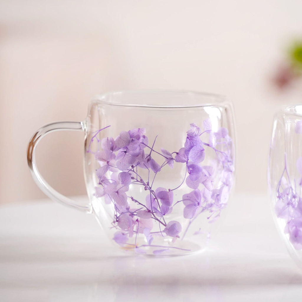 Lavender Flowers Inside Double Walled Coffee Mug Set Of 2 250ml