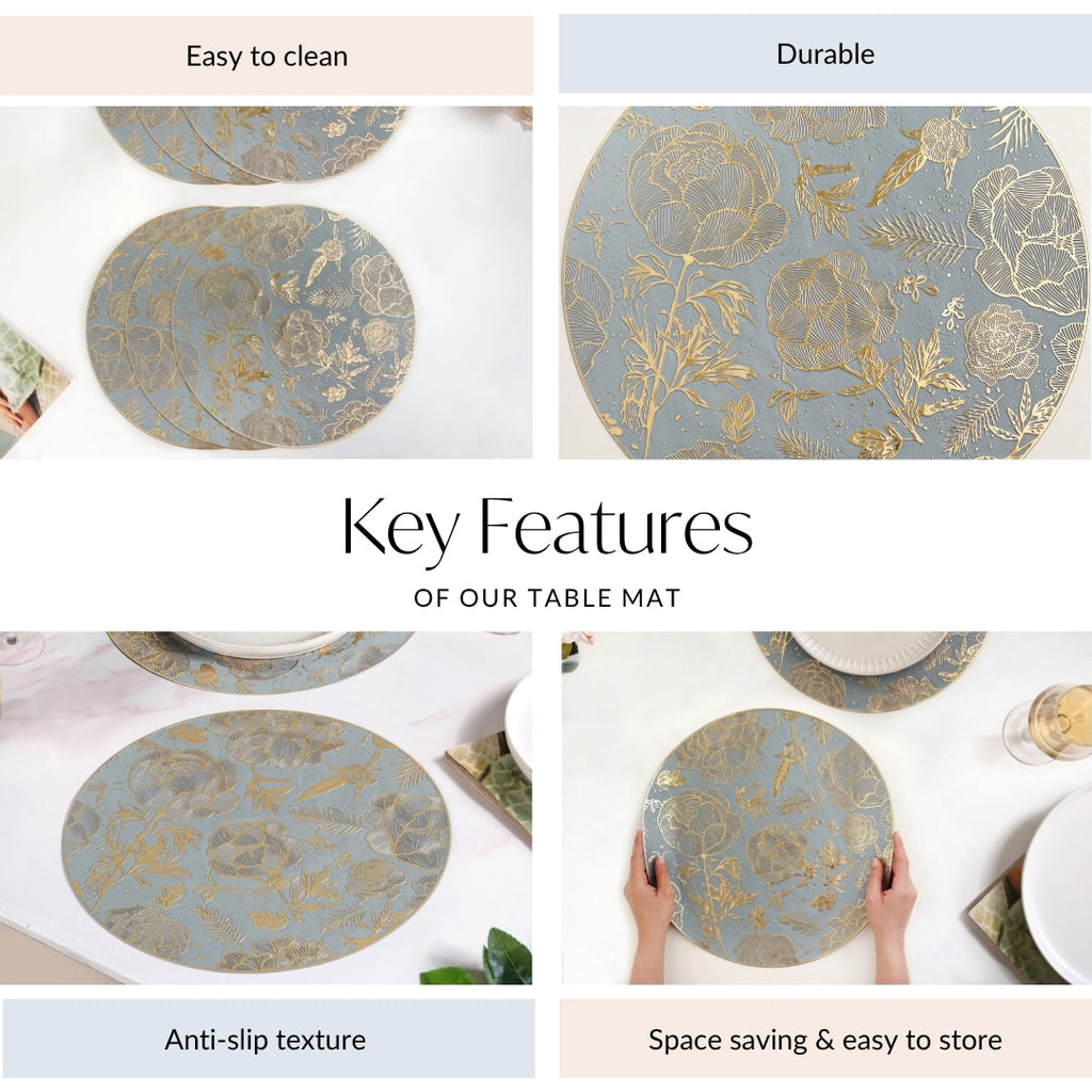 Luxe Grey Gold Table Mat Set Of 6
