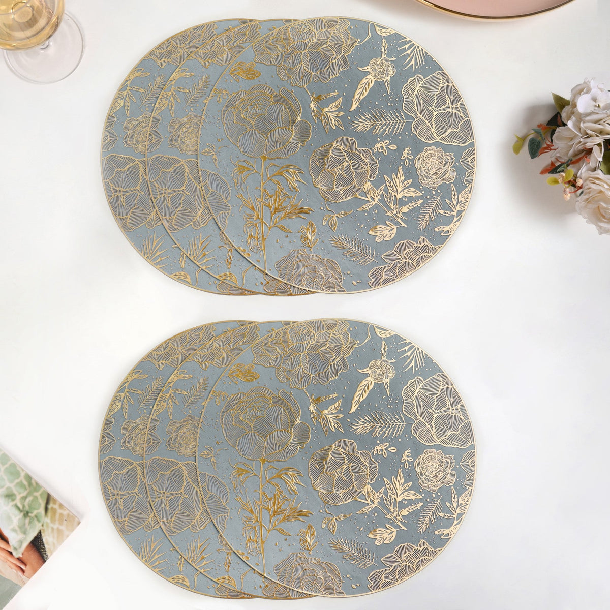 Luxe Grey Gold Table Mat Set Of 6
