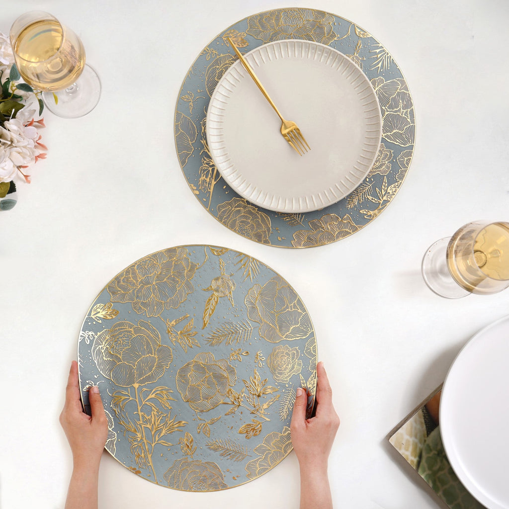 Luxe Grey Gold Table Mat Set Of 6