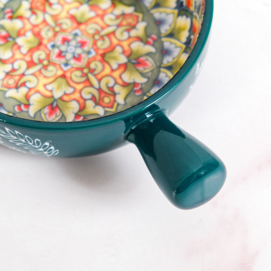 Mandala Melange Dish Bowl With Handle Green 600ml