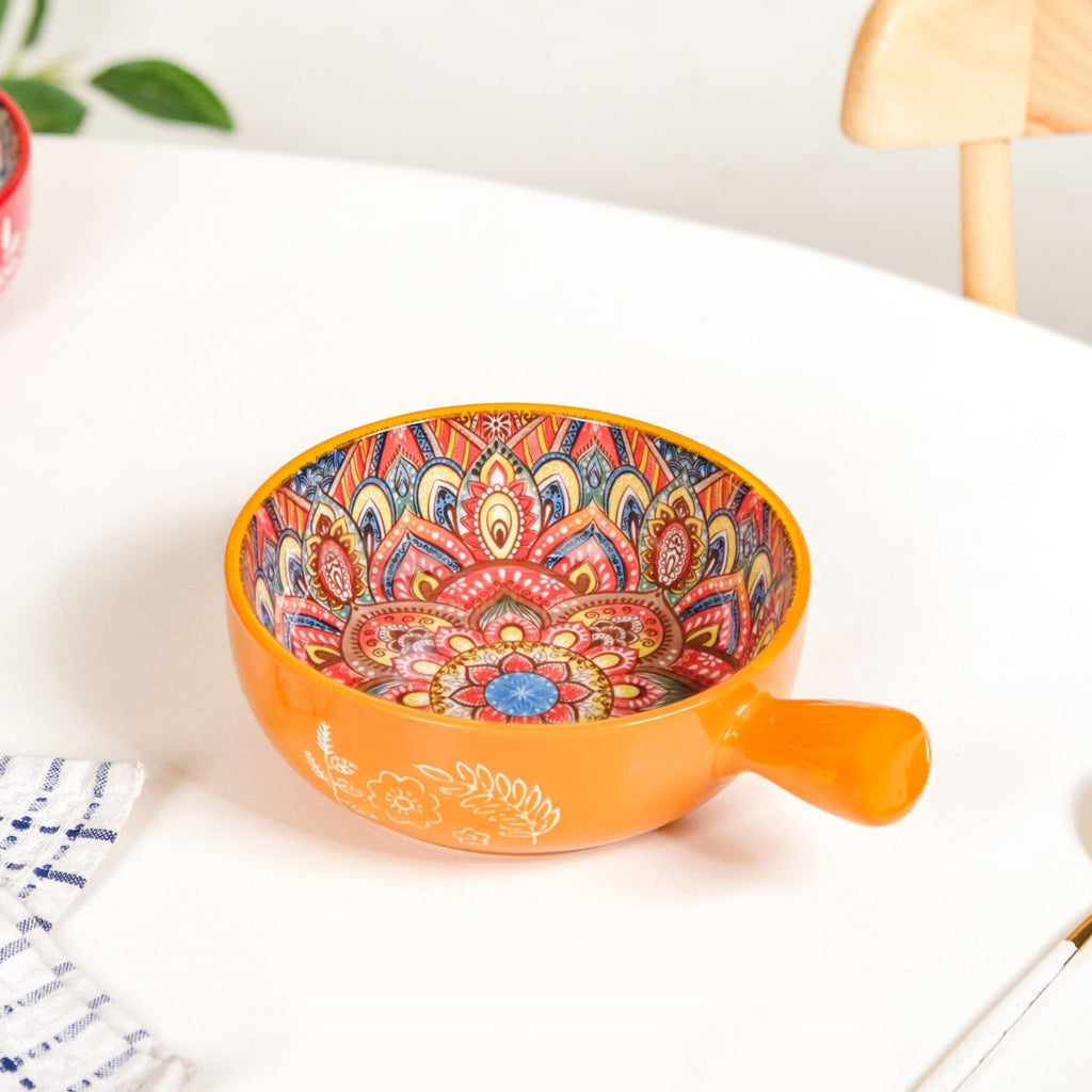 Mandala Melange Bowl With Handle Yellow 600ml