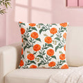 Marigold Bloom Embroidered Cotton Cushion Cover 45x45cm