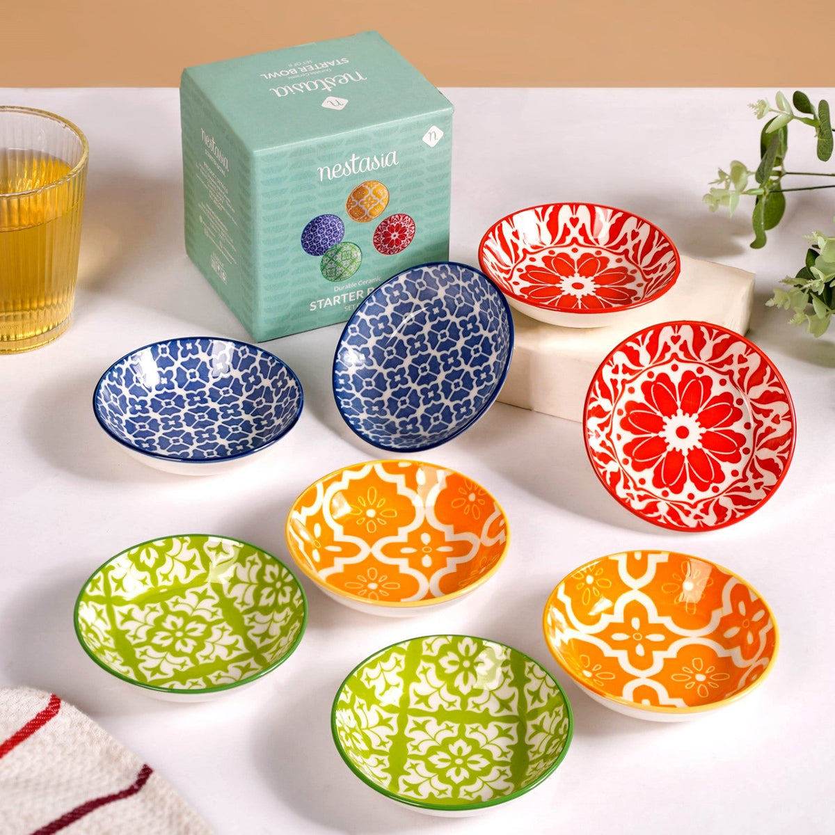 Mediterranean Vibrancy Small Ceramic Bowls Set Of 8 70ml