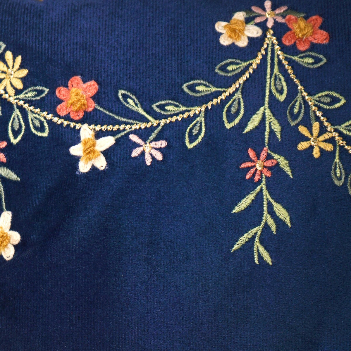 Midnight Bloom Embroidered Cushion Cover 50x30cm