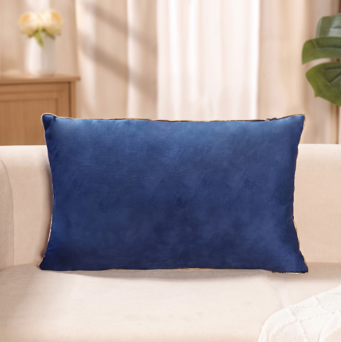 Midnight Bloom Embroidered Cushion Cover 50x30cm