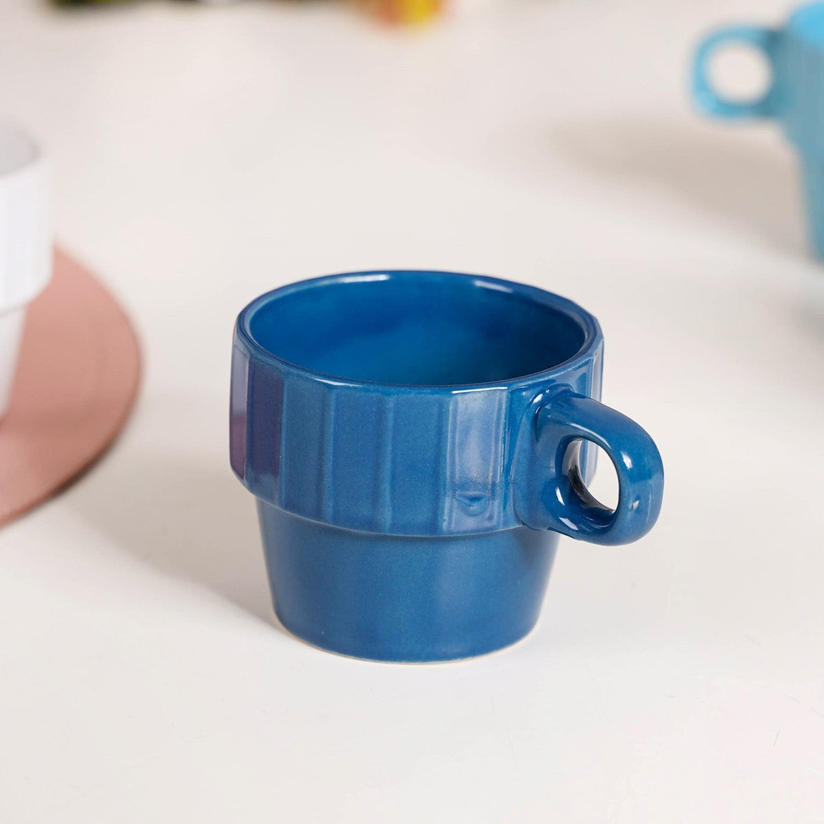 Stackable Mini Tea Cup Set Of 6 Kaori Ocean Tones 90ml
